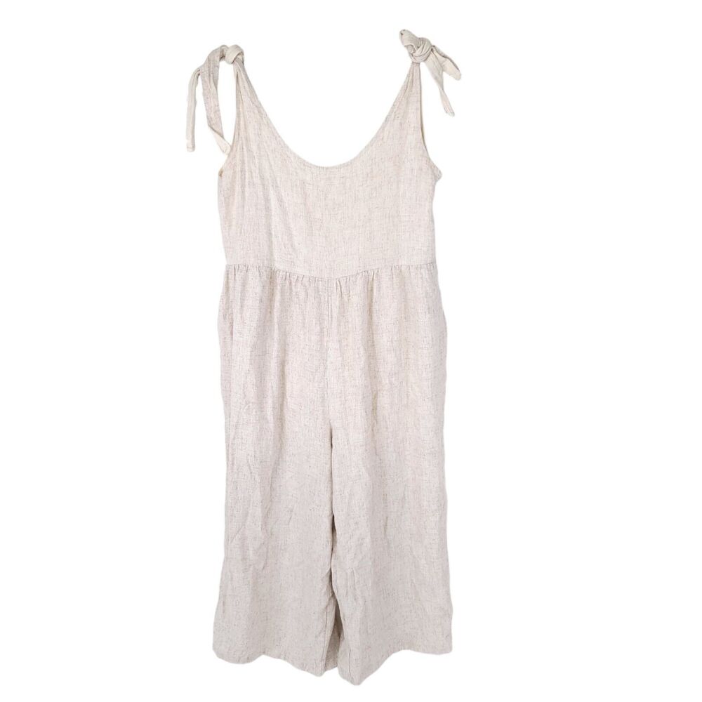 Pink Lily Jumpsuit Womens Small Sleeveless Linen Blend Wide Leg Lined Zip Scoop